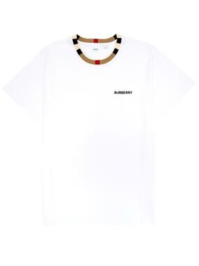 NWT * Burberry White Tee with Signature Check Trim